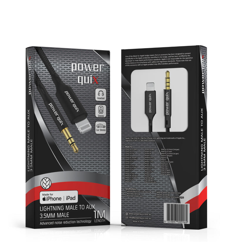 PQ AUX 3.5MM Male to Lightning RRP $39.99